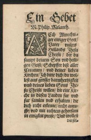 Ein Gebet M. Philip. Melanth.