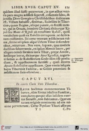 Caput XVI: De ceteris Claris Viris Tiburtibus