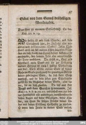 Gebet vor dem Genuß des heiligen Abendmahls.