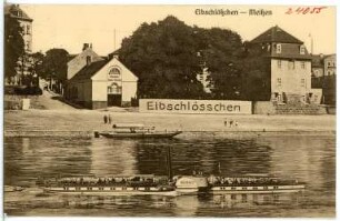Meißen. Elbschlößchen mit Dampfer Meißen