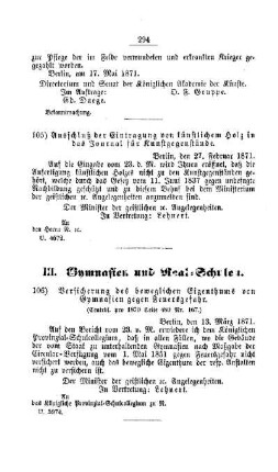 Versicherung des beweglichen Eigenthums von Gymnasien gegen Feuersgefahr : [III. Gymnasien und Real-Schulen]