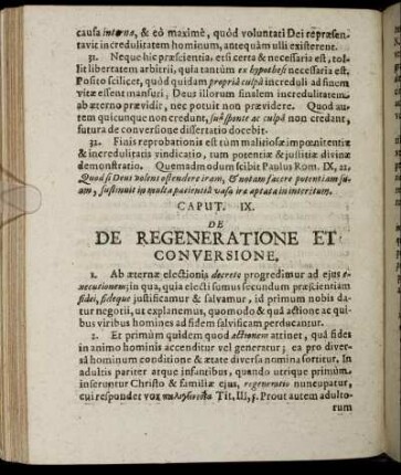 Caput IX. De De Regeneratione Et Conversione.
