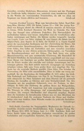 127 [Rezension] Lercaro, Giacomo, Wege zum betrachtenden Gebet