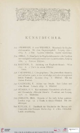 Kunstbücher (Nr. 793 - 812)