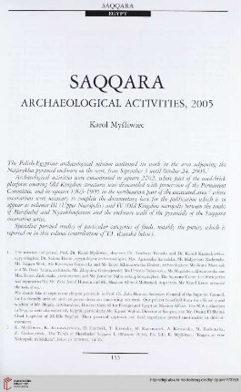 17: Saqqara : archaeological activities, 2005