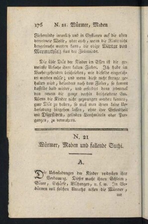 176-218, N. 21. Würmer, Maden und fallende Sucht.