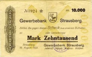 Gewerbebank Strausberg: 10.000 Mark 1923