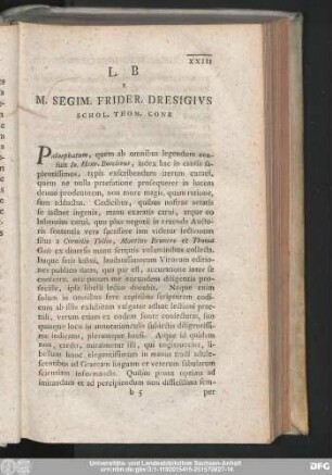 L. B S M. Segim. Frider. Dresigius Schol. Thom. Conr