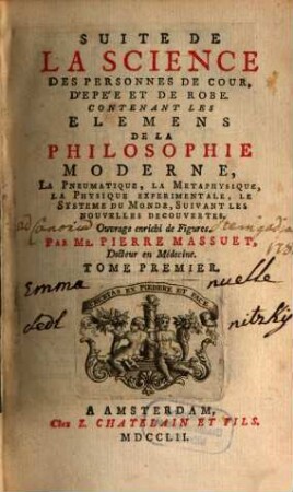 La Science Des Personnes De Cour, D'Epée Et De Robe, [8,1]. Suite De La Science Des Personnes De Cour, D'Epée Et De Robe ; [1]