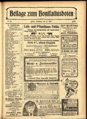 Zweite Ausgabe vom Sonntag, den 17. Mai 1903.
