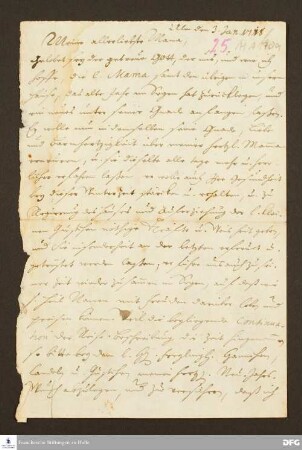 Brief von Gotthilf August Francke an Anna Magdalena Francke.