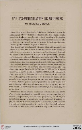 2.Ser. 2.1863/64: Une excommunication de Mulhouse au treiziéme siécle