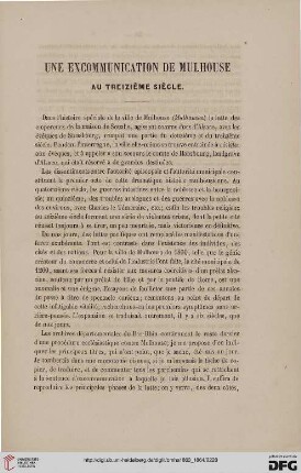 2.Ser. 2.1863/64: Une excommunication de Mulhouse au treiziéme siécle