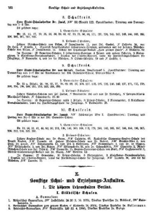 E. Sonstige Schul- und Erziehungs-Anstalten