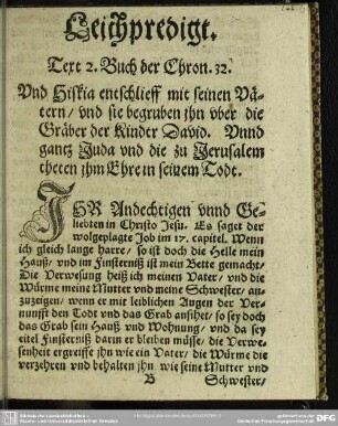 Leichenpredigt : Leichpredigt