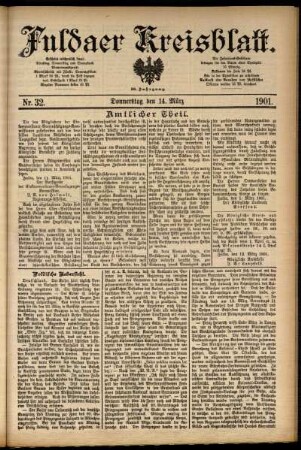 Erste Ausgabe vom Donnerstag, den 14. März 1901.