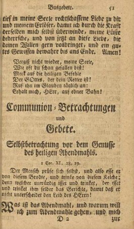 Communion-Betrachtungen und Gebete