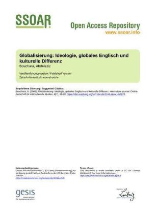 Globalisierung: Ideologie, globales Englisch und kulturelle Differenz