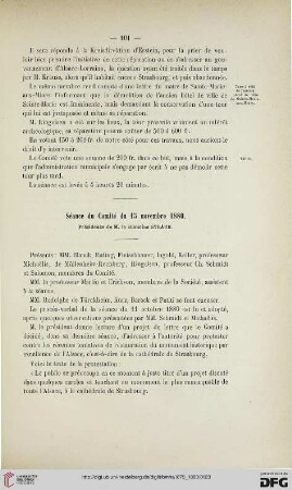 Séance du Comité du 15 novembre 1880