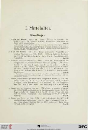 I. Mittelalter (Nr. 1-734)