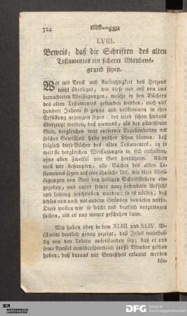 LVIII. Beweis, daß die Schriften des alten Testamentes ein sicherer Glaubensgrund seyen.