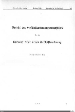 Entwurf einer neuen Geschäftsordnung für den Landtag