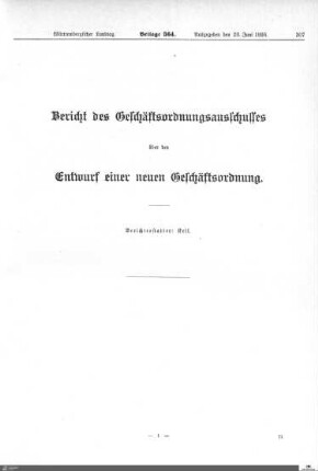 Entwurf einer neuen Geschäftsordnung für den Landtag
