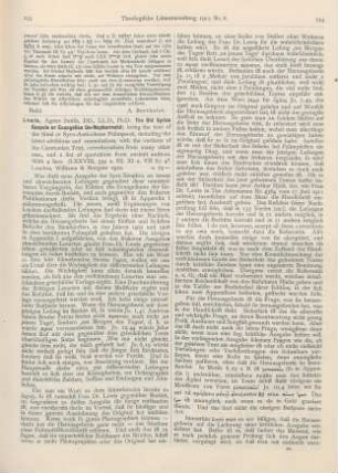 233-235 [Rezension] Lewis, Agnes Smith, The Old Syriac Gospels or Exangelion Da-Mepharreshê; being the text of the Sinai or Syro-Antiochene Palimpsest