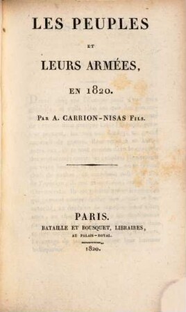 Les peuples et leurs armées en 1820