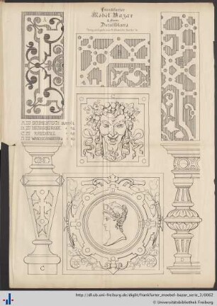 Detailblatt 1. Zu Schreibtisch Blatt 61. Zu Bücherschrank Blatt 42. Zu Kredenz Blatt 45. Zu Wandschränkchen III. Blatt 60.