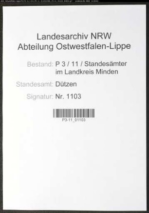 Sterberegister Standesamt Dützen