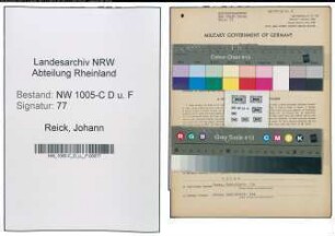 Entnazifizierung Johann Reick , geb. 26.05.1902 (Feuerwehrmann)