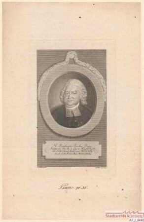 Bernhard Jacob Degen, Antistes bei St. Jacob, Professor für Logik und Metaphysik; geb. 1717; gest. 1781