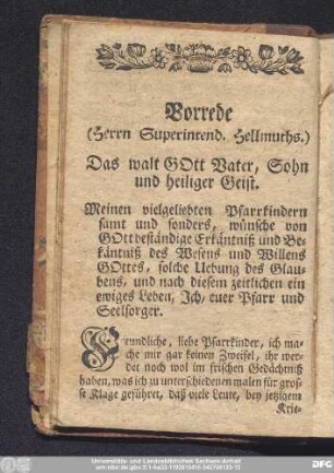 Vorrede (Herrn Superintend. Hellmuths.)