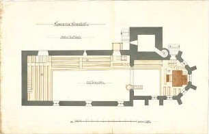 Dolmetsch, Heinrich; Unterjesingen; Ev. Pfarrkirche, Restaurierung - Alter Zustand - Emporen (Grundriss)