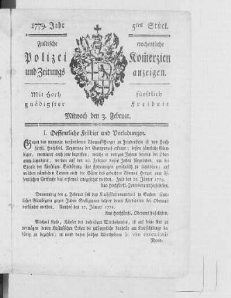5tes Stück., Ausgabe vom 3. Februar 1779
