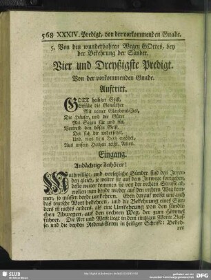 Vier und Dreyßigste Predigt. Von der vorkommenden Gnade