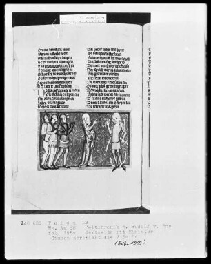 Rudolf von Ems, Weltchronik — Simson zerreißt die sieben Seile, Folio 196verso