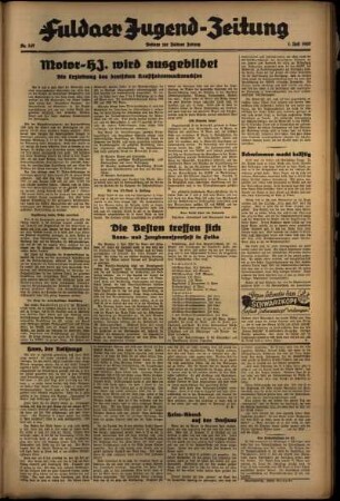 Zweite Ausgabe vom Donnerstag, den 01. Juli 1937.