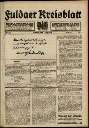 Ausgabe vom Montag, den 01. Oktober 1917.