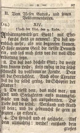 II. Vom Wesen Gottes, und seinen Vollkommenheiten.