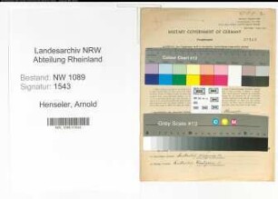Entnazifizierung Arnold Henseler , geb. 05.09.1881 (Brandmeister)