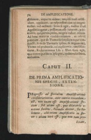 Caput II. De Prima Amplificationis Specie, Extensione.