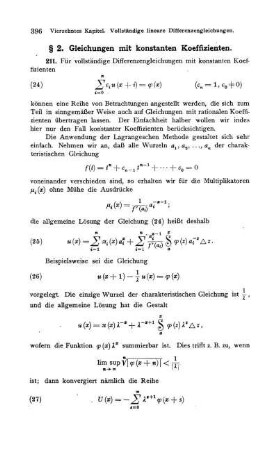§ 2. Gleichungen mit konstanten Koeffizienten.