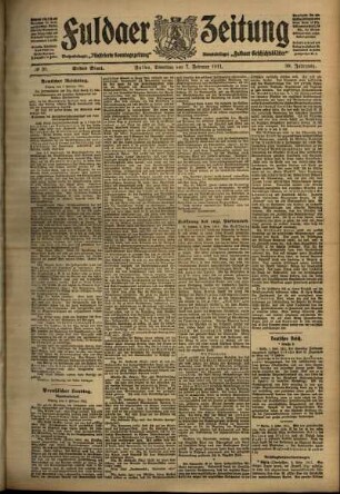 Erste Ausgabe vom Dienstag, den 07. Februar 1911.