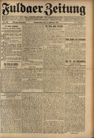 Erste Ausgabe vom Donnerstag, den 04. Februar 1915.