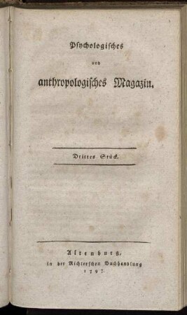 3: Psychologisches und anthropologisches Magazin