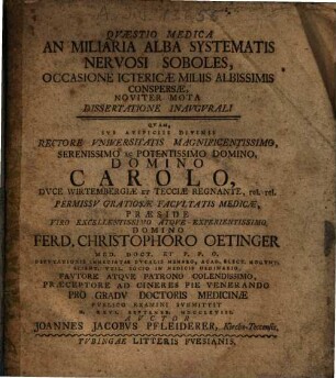 Quaestio medica an miliaria alba systematis nervosi soboles ...