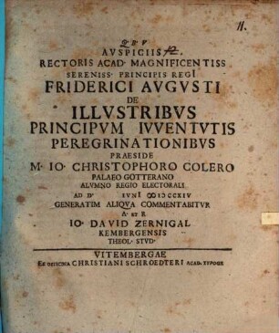 Commentatio de illustribus principum iuventutis peregrinationibus