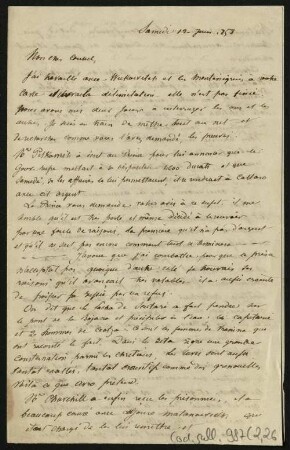 52 Briefe, Originale bzw. Abschriften: Diplomatische Korrespondenz der Hauptakteure der Montenegropolitik der Jahre 1857-1861 - BSB Cod.gall. 987(1-5, Teil 2,26. The Henri Delarue - Hyacinthe Hecquard correspondence, 1857-1858 (33 original confidential letters), Nr. 26: June 12, 1858 - BSB Cod.gall. 987(2,26